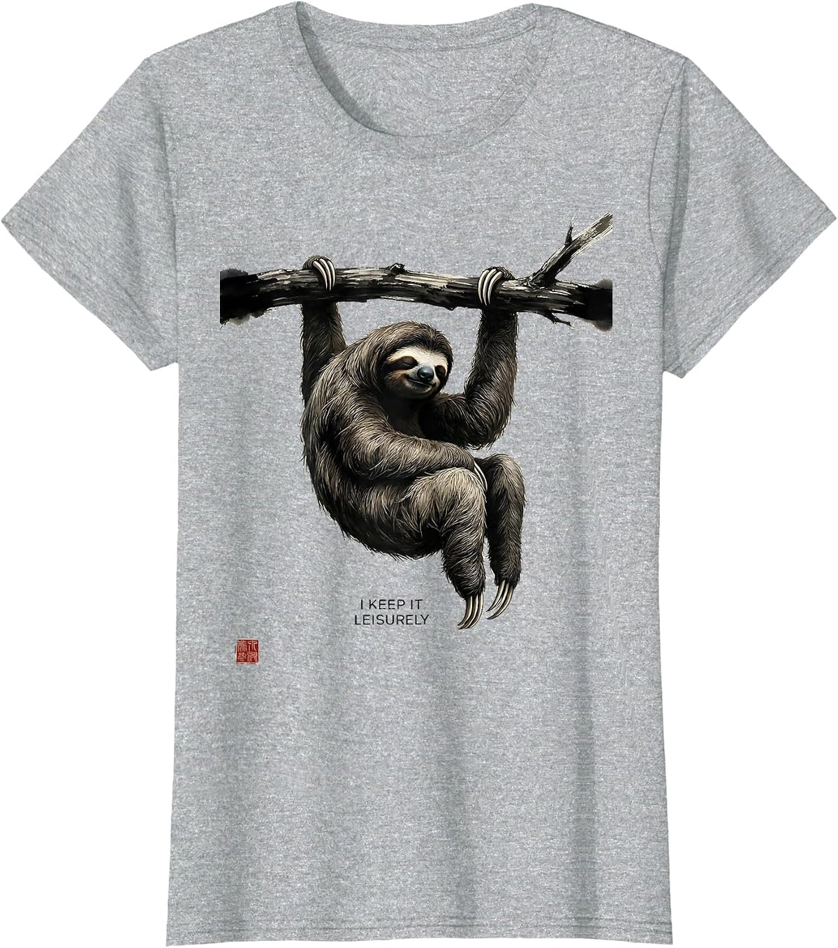 Women's I Keep It Leisurely Funny Sloth Lazy Humor Gift T-Shirt - Heather Grey