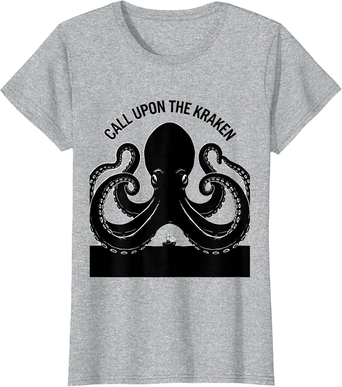 Women's Call Upon The Kraken Vintage Kraken Octopus Lover Sea T-Shirt - Heather Grey