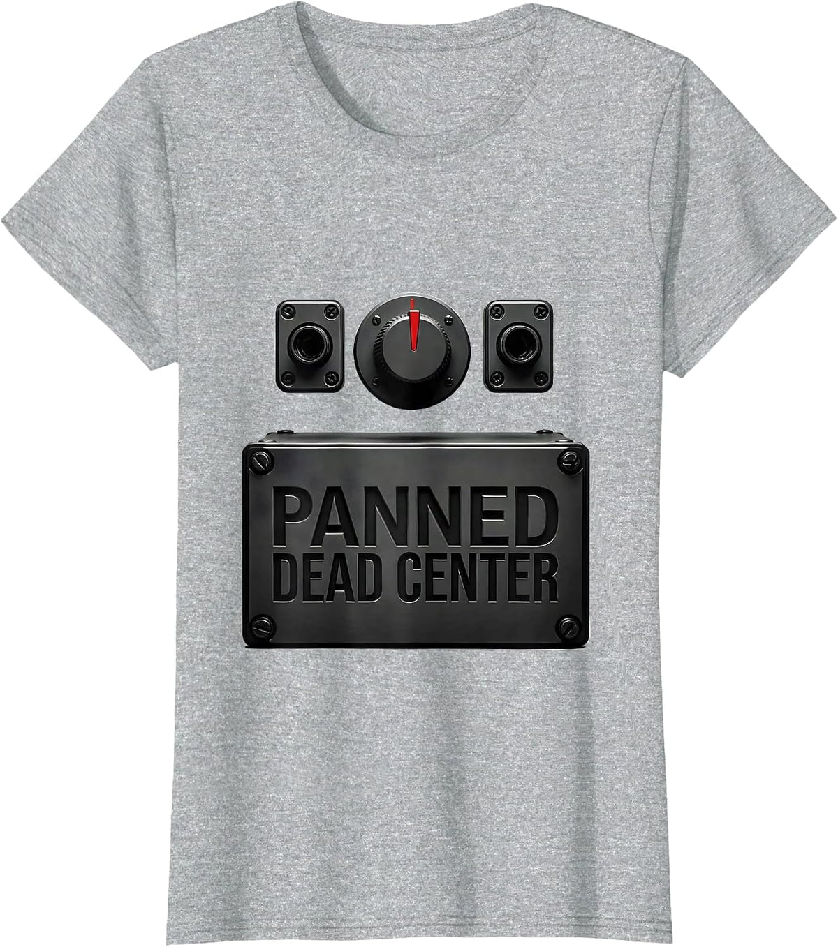Panned Dead Center Funny DJ Gift Retro Electronic Music T-Shirt - Heather Grey