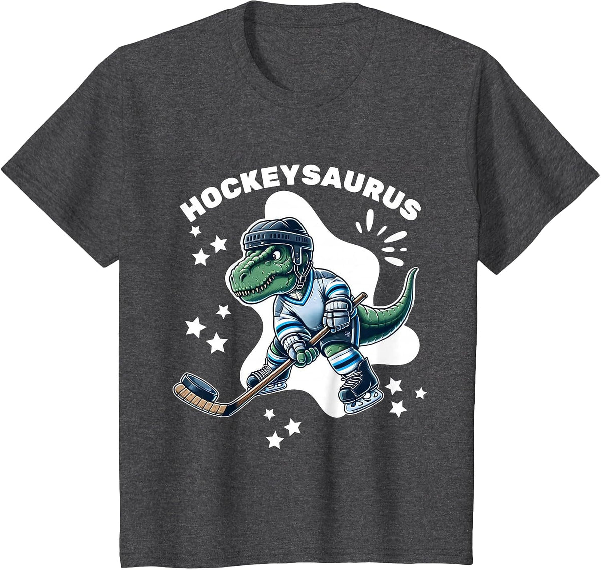 Hockeysaurus FunnyDinosaur Hockey Kids Hockey Boy T-Shirt - Dark Heather Grey