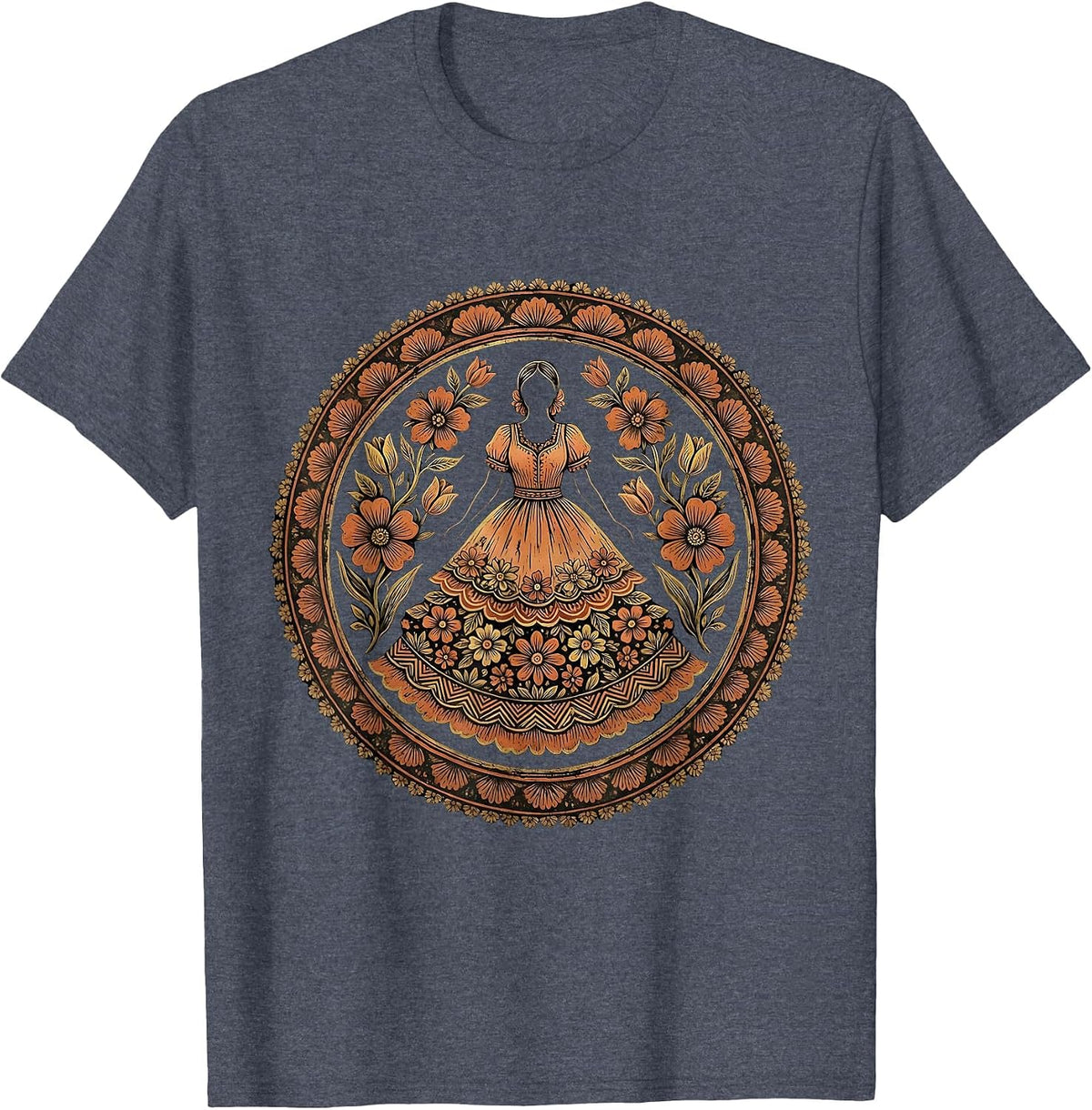 Glamorous Gigi Grand Staircase Descent Design T-Shirt - Heather Blue