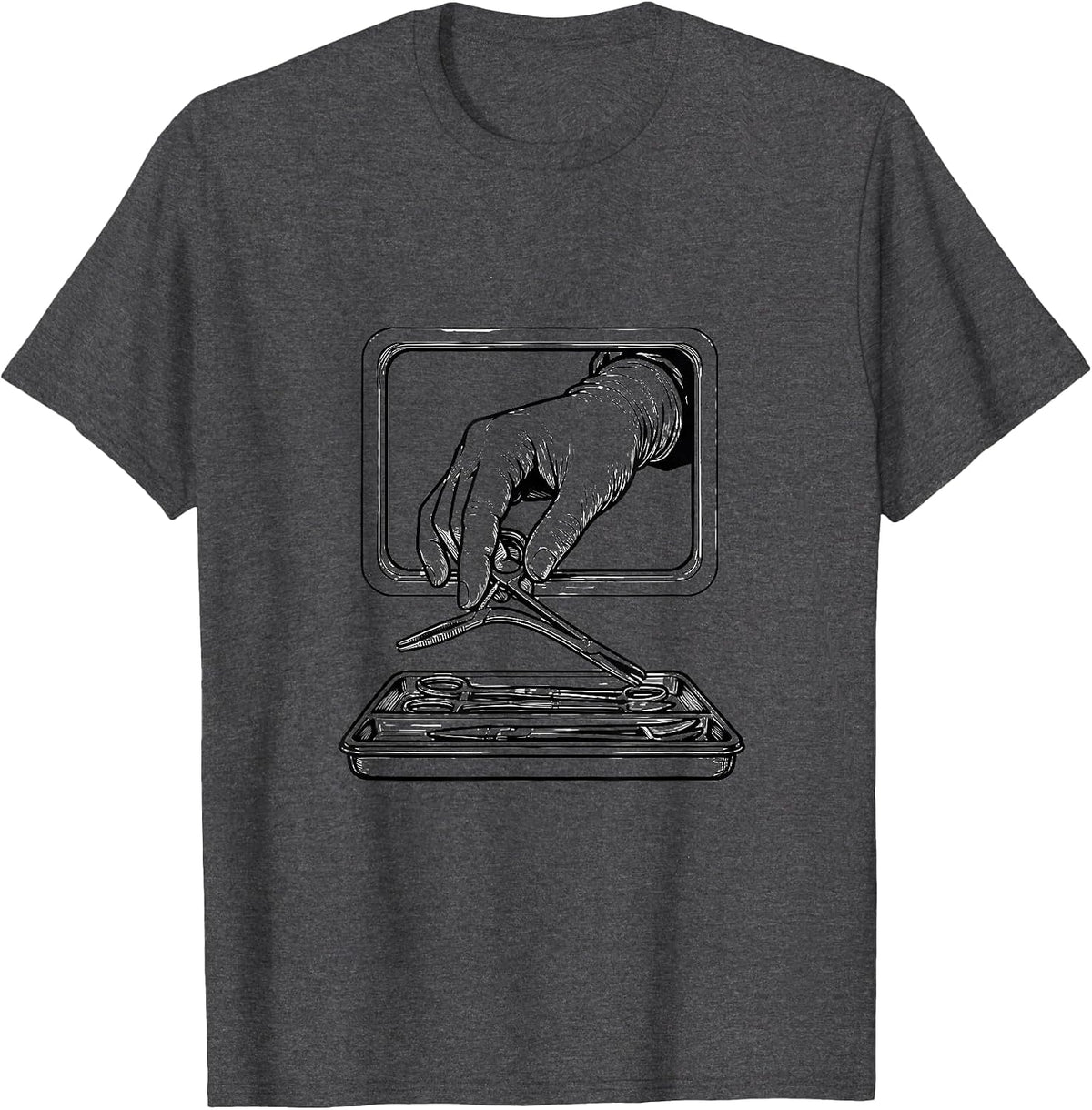 Surgical Clamp Line Art Scrub Tech Pride Gift T-Shirt - Dark Heather Grey