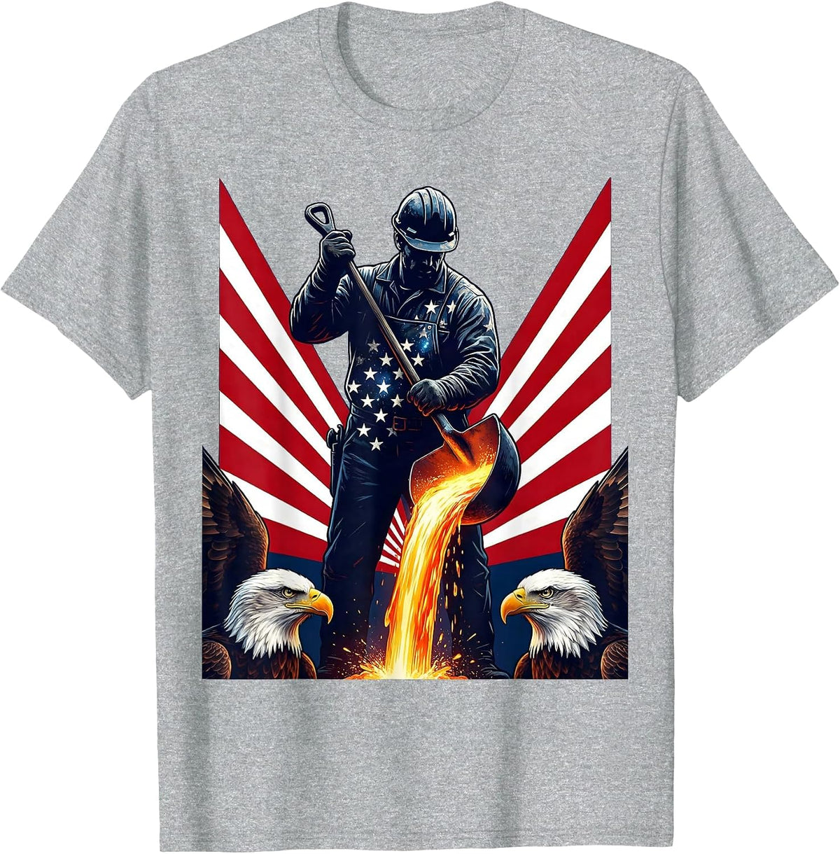 Men's Steelworker Molten Metal Foundry Graphic T-Shirt - Heather Grey