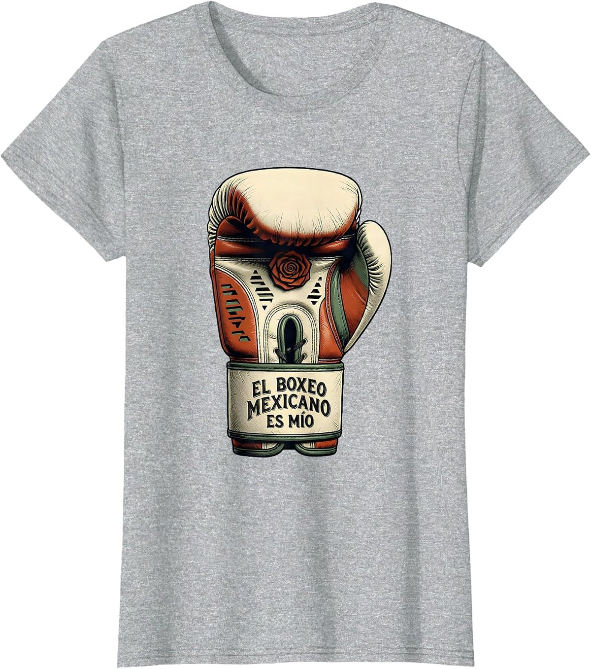 Women's El Boxeo Mexicano Es Mío Vintage Sign Painter Mexican Boxing T-Shirt - Heather Grey