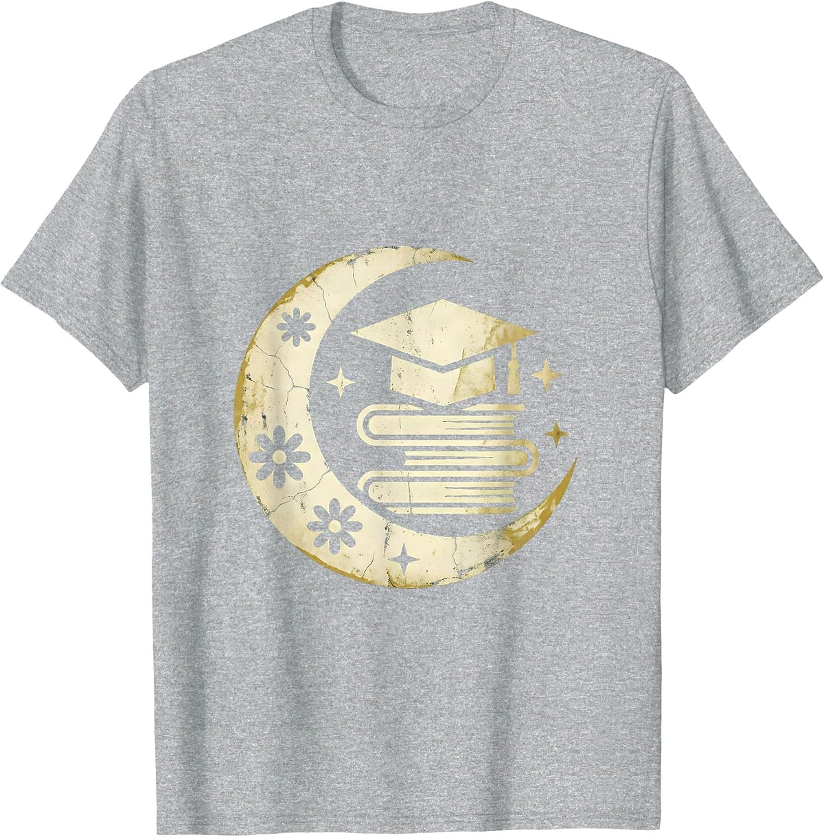 Men's Paraprofessional Colorful Books Graduation Cap T-Shirt - Heather Grey