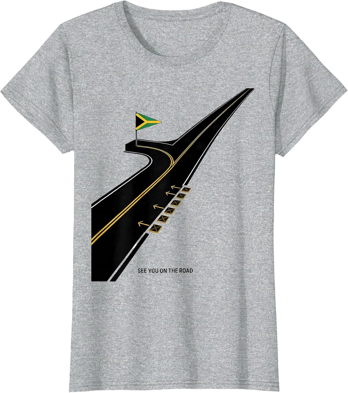 Women's See You On The Road Geometric Caribbean Carnival Jamaican T-Shirt - Heather Grey