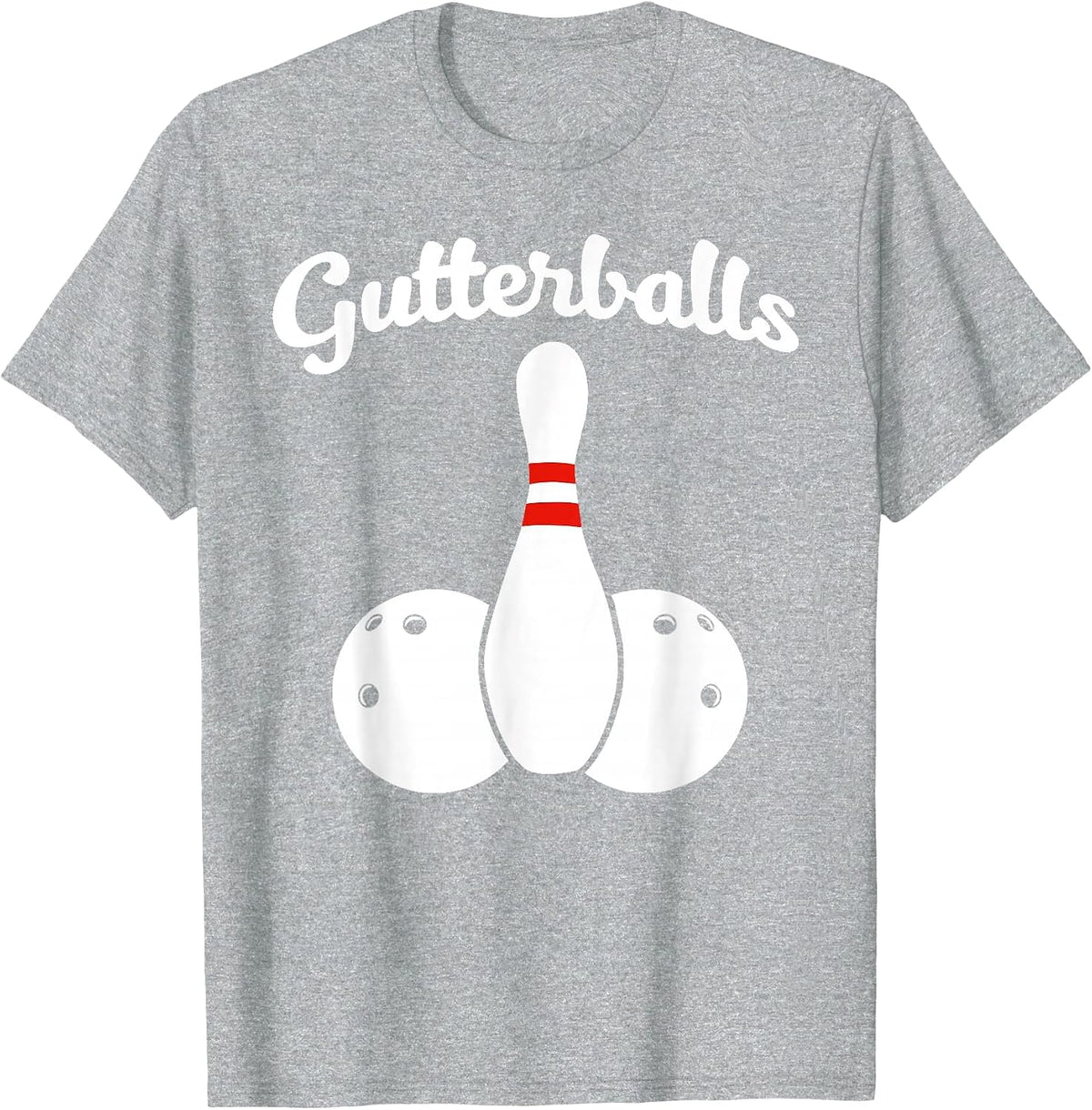 Gutterballs Funny Bowling Gutter Balls T-Shirt - Heather Grey