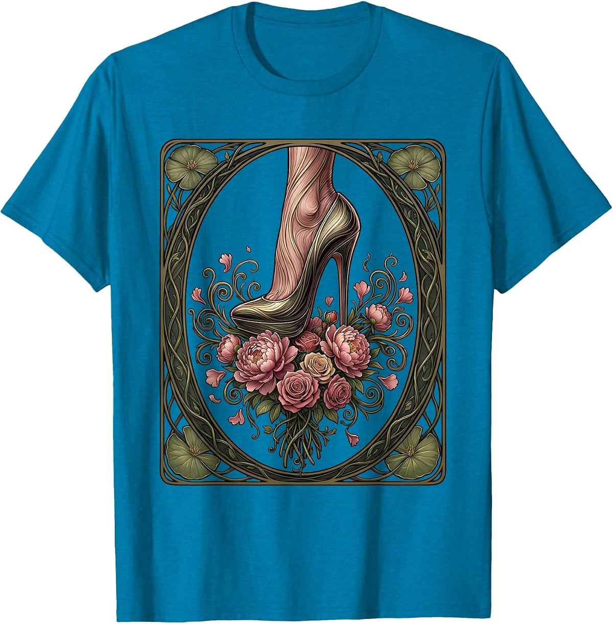 Stiletto Heel Crushing Bouquet Gigi Graphic T-Shirt - Sapphire Blue