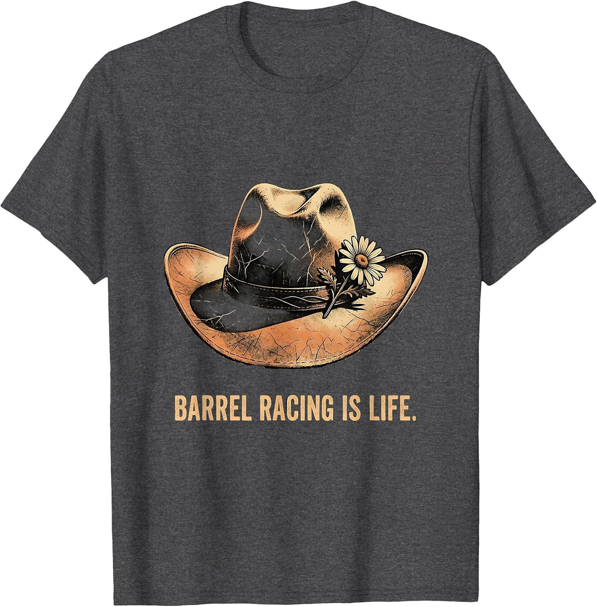 Barrel Racing Is Life Western Cowgirl Design T-Shirt - Dark Heather Grey