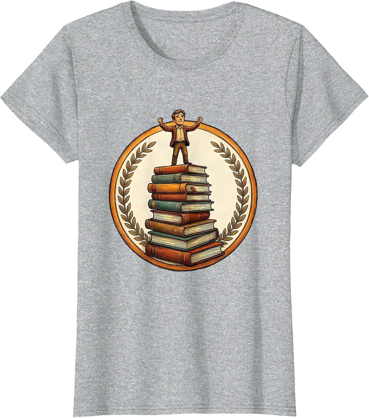 Paraprofessional Standing Tall on Books Graphic T-Shirt - Heather Grey