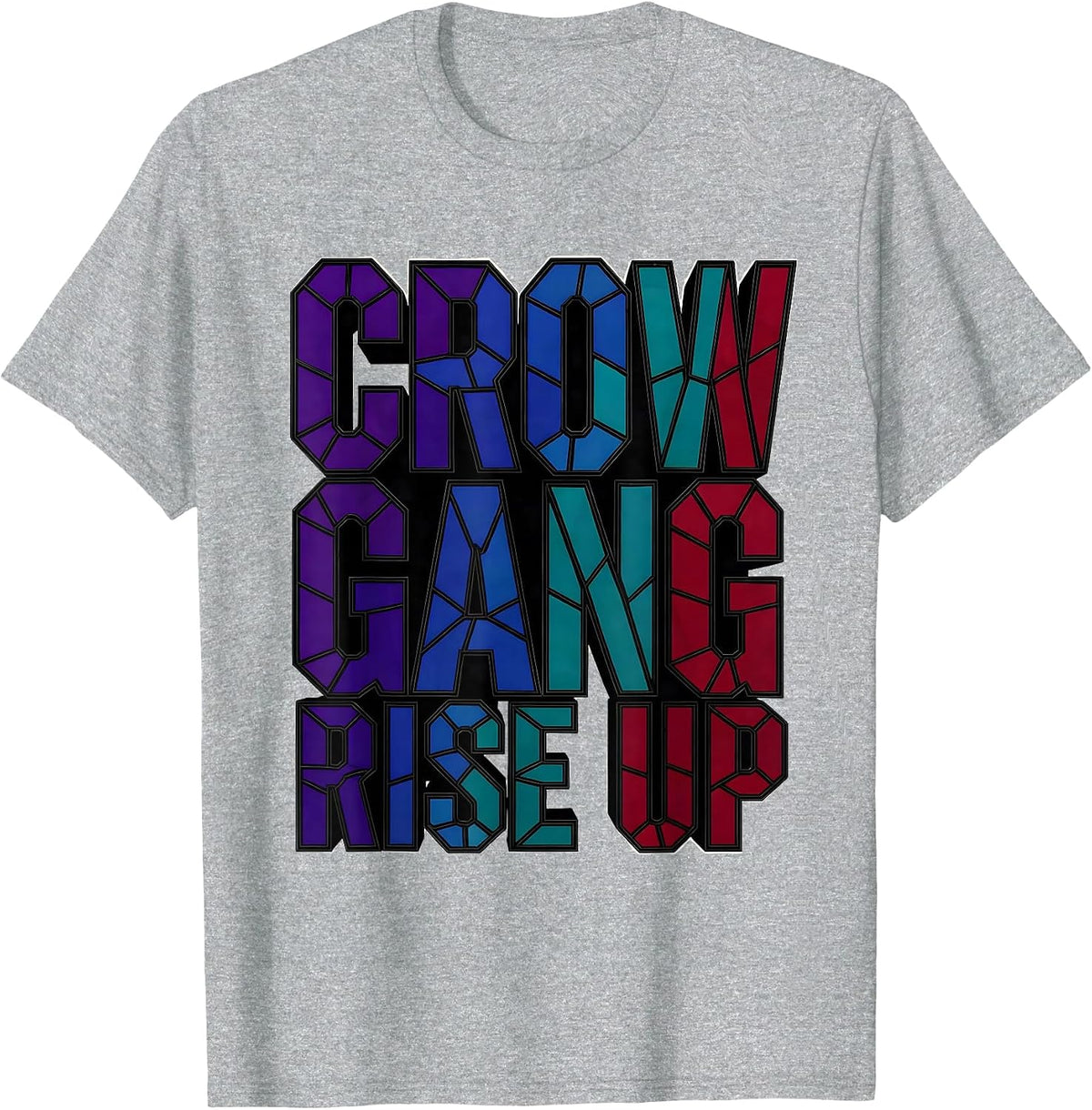 Men's Crow Gang Rise Up Bold Crow Graphic Design T-Shirt - Heather Grey
