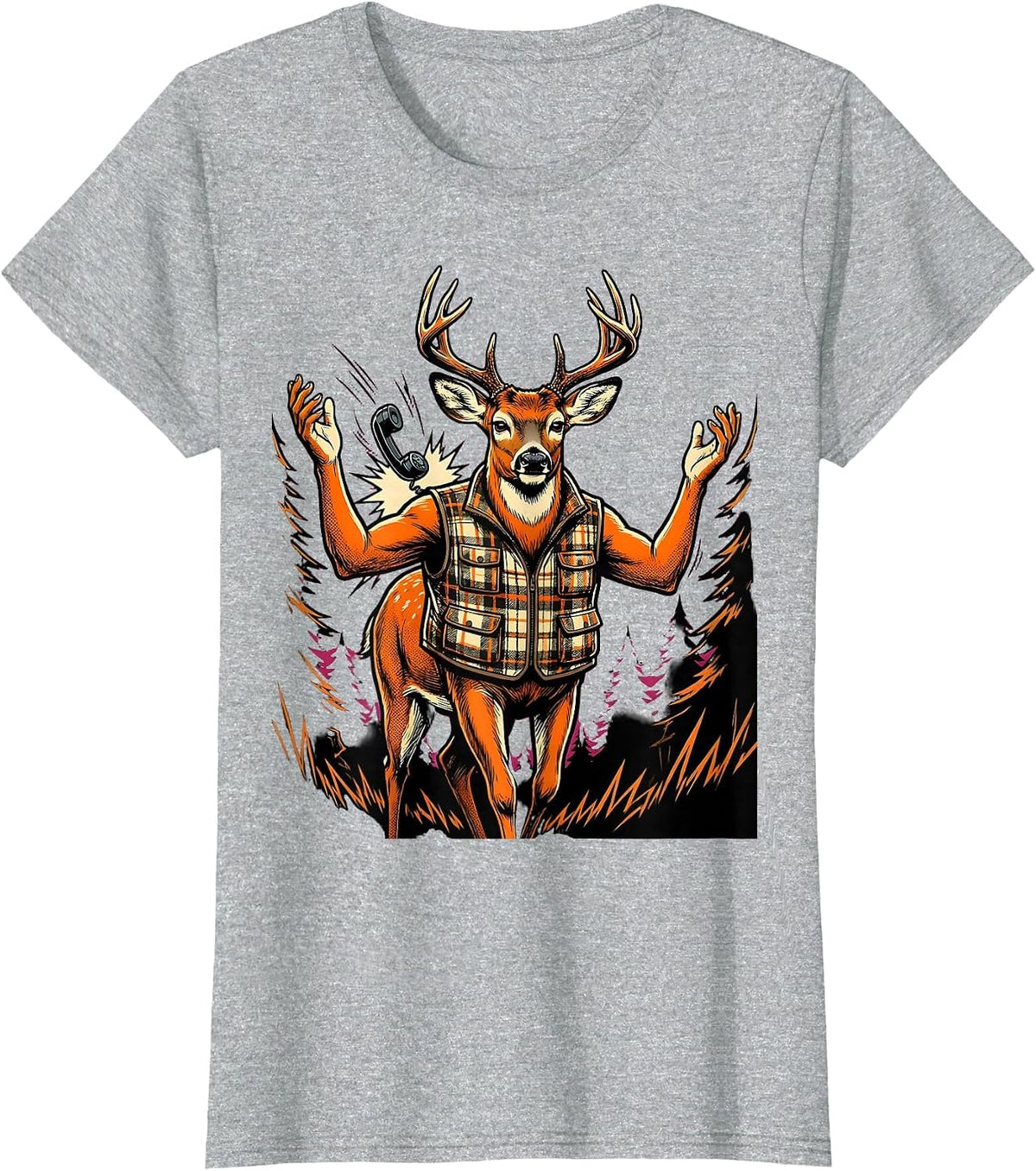 Whitetail Buck Comic Book Hunting Dad Humor T-Shirt - Heather Grey