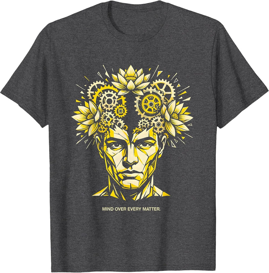 Men's Mind Over Every Matter Mental Health Design T-Shirt - Dark Heather Grey