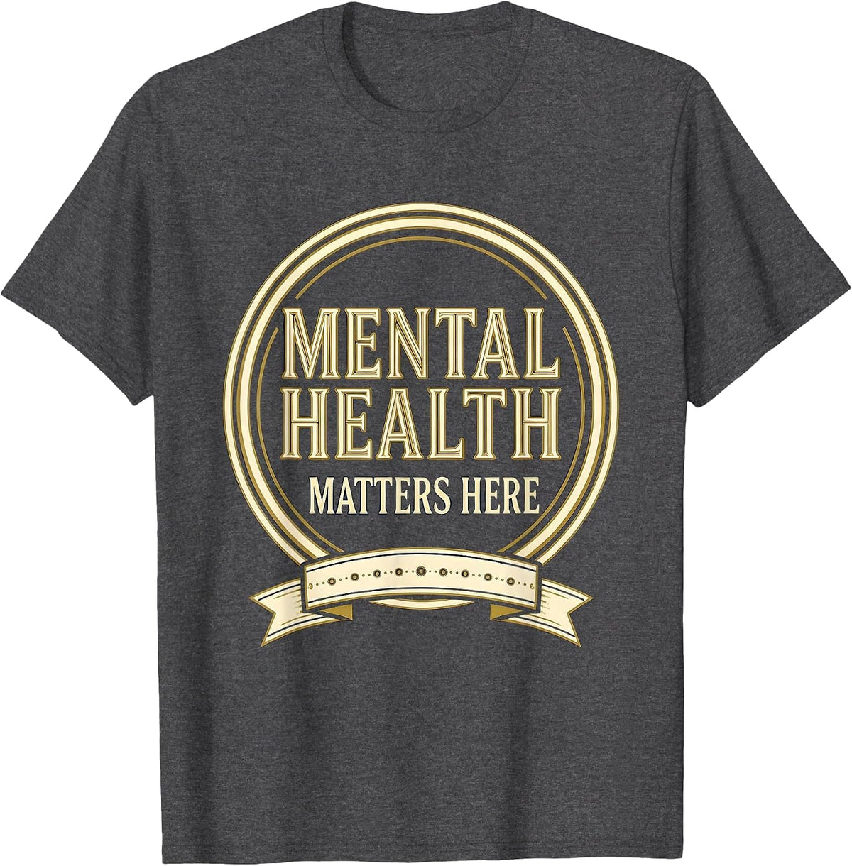 Men's Mental Health Matters Here Awareness Design T-Shirt - Dark Heather Grey