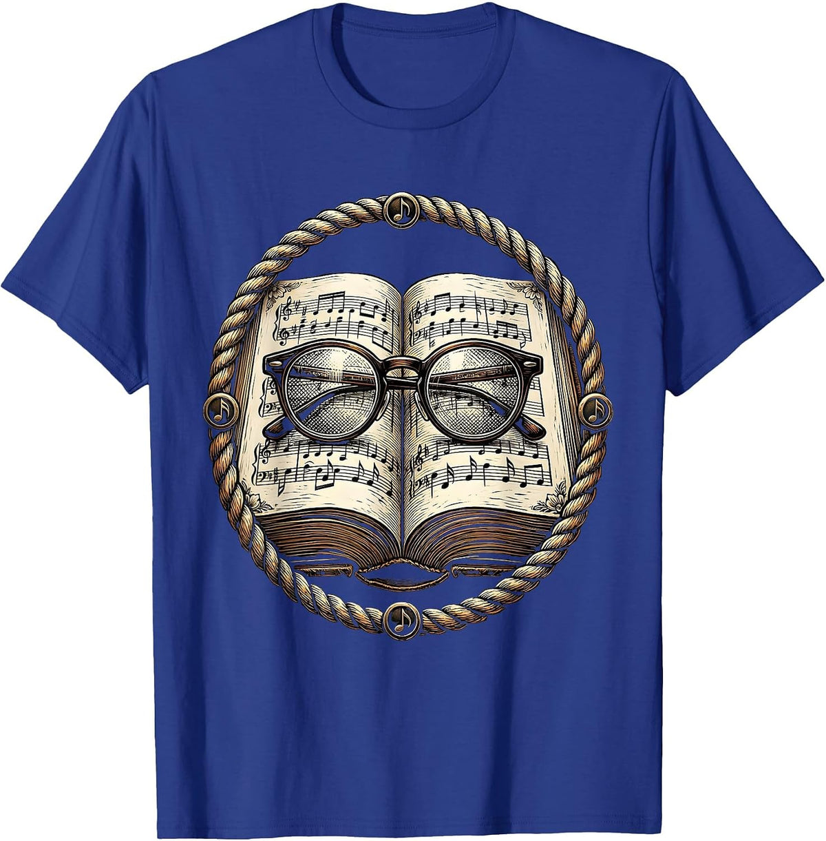 Music Teacher Glasses Songbook Illustration T-Shirt - Royal Blue