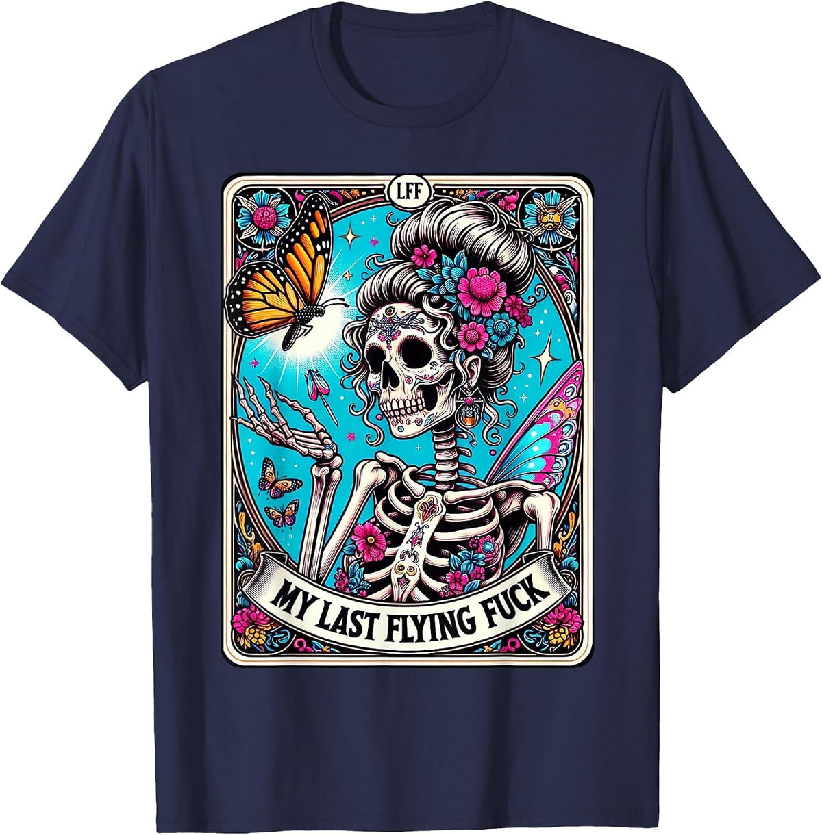 My Last Flying Fuck Tarot Card Funny T-Shirt - Navy Blue