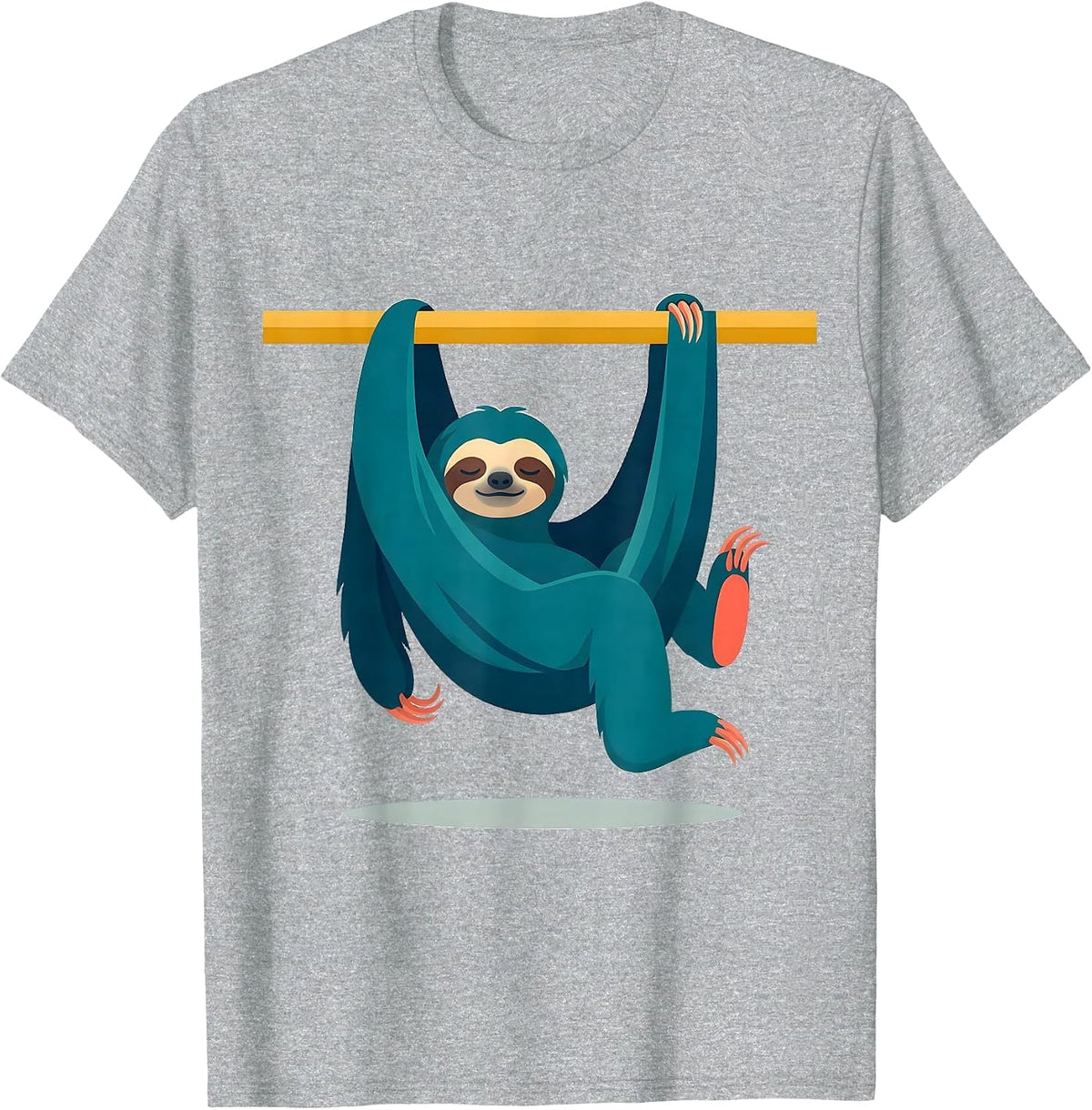 Men's Broad Sloth Hammock Funny Lazy Humor Novelty Gift T-Shirt - Heather Grey