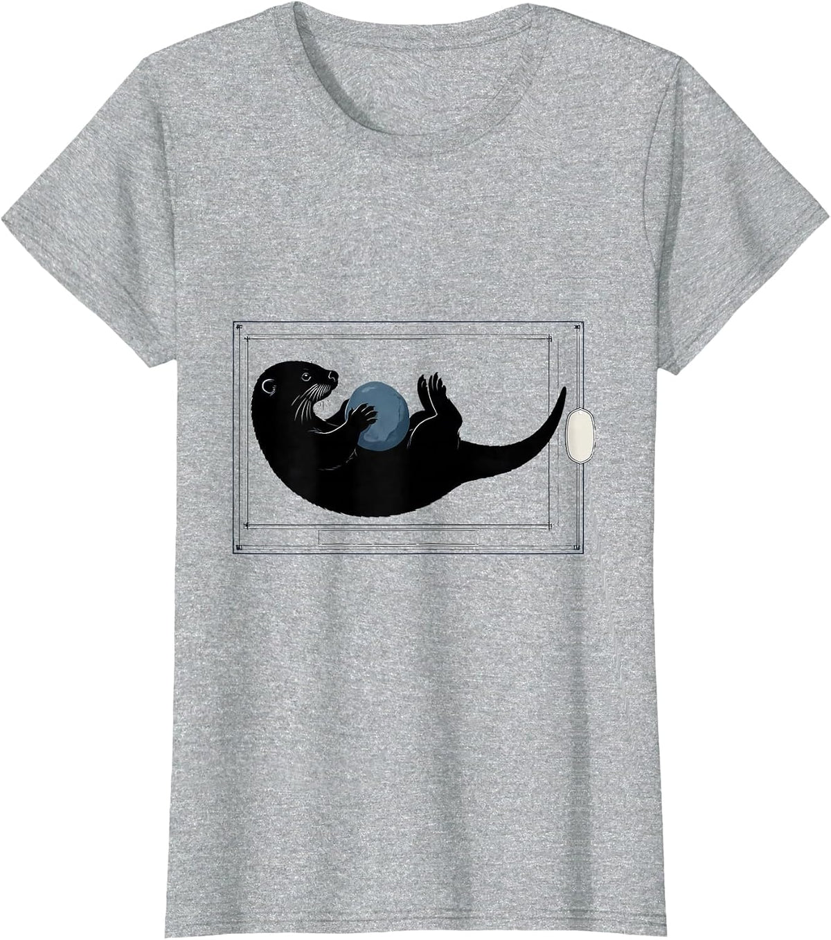 Women's Otter Silhouette Funny Otter Lover Gift For Kid Teens T-Shirt - Heather Grey