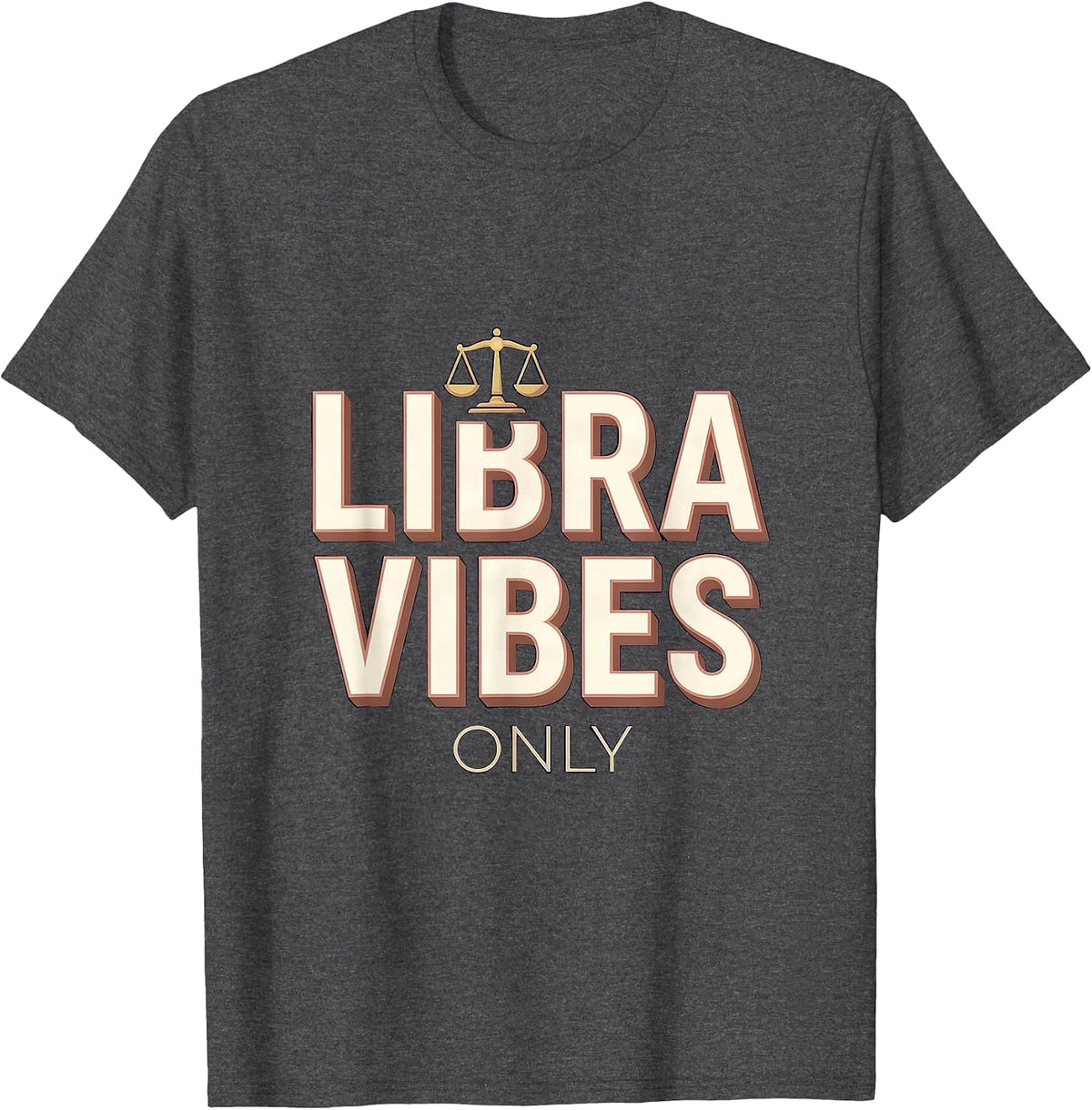 Libra Vibes Only Zodiac Astrology Design T-Shirt - Dark Heather Grey