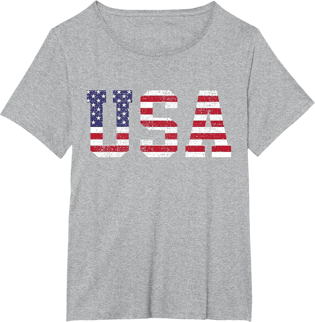 USA American Flag 4th of July T-Shirt - Heather Grey