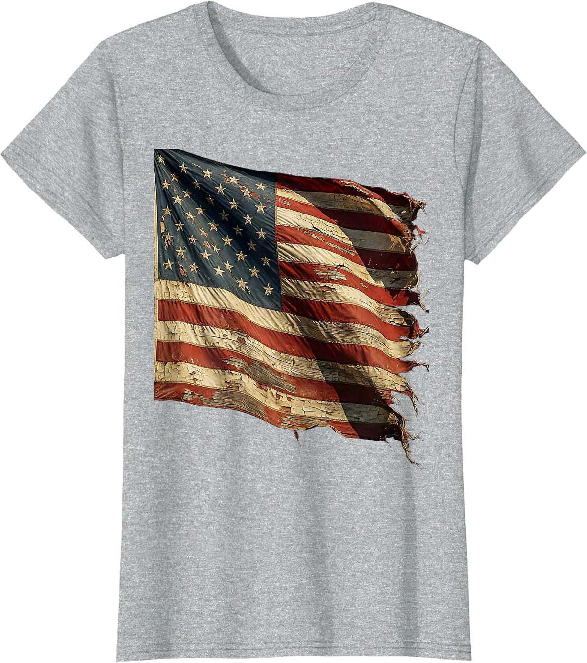 Veteran Saluting American Flag Patriotic Design T-Shirt - Heather Grey
