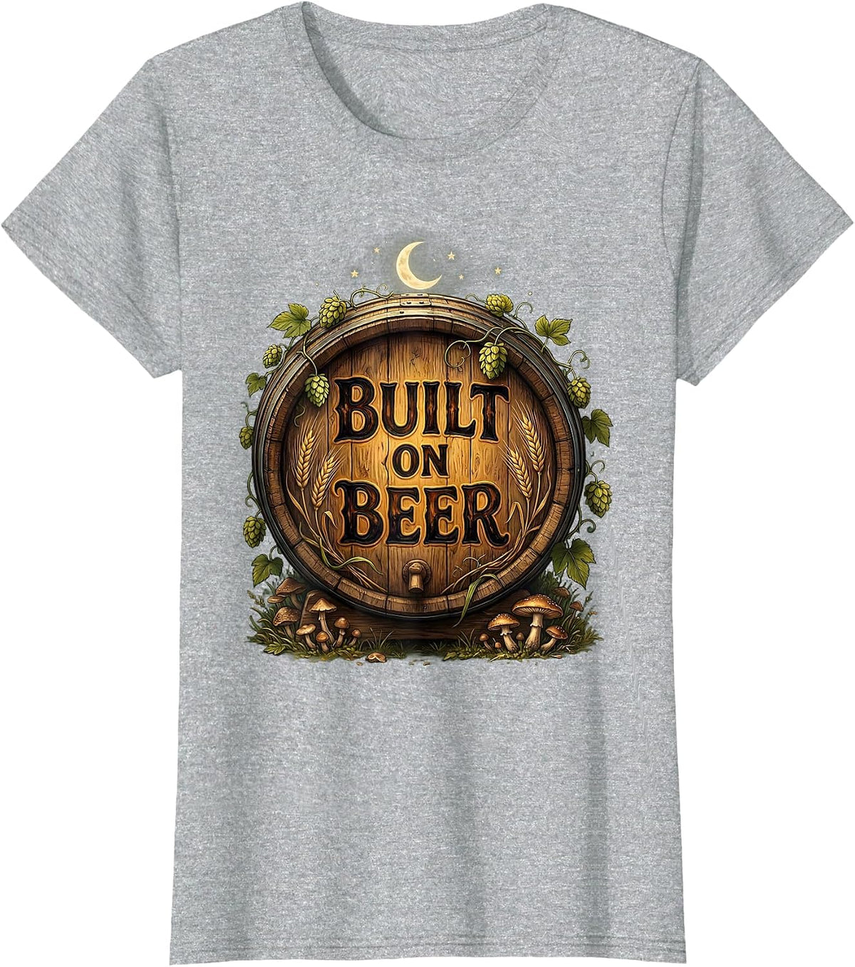 Women's Built on Beer Graphic Design for Beer Lovers T-Shirt - Heather Grey
