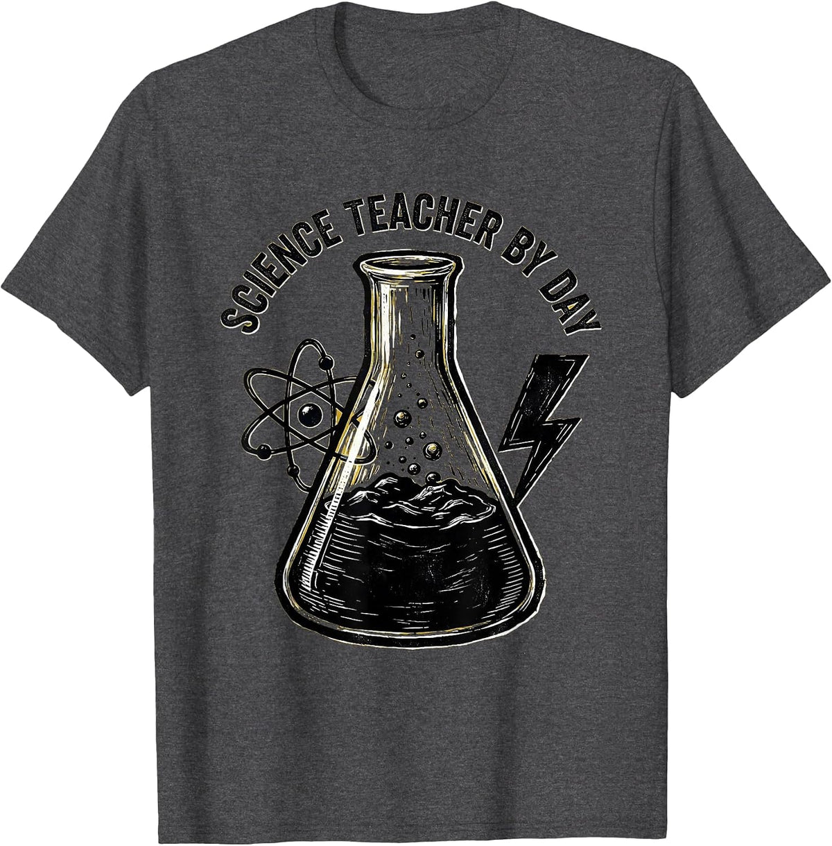 Men's Science Teacher By Day Back to School Design T-Shirt - Dark Heather Grey
