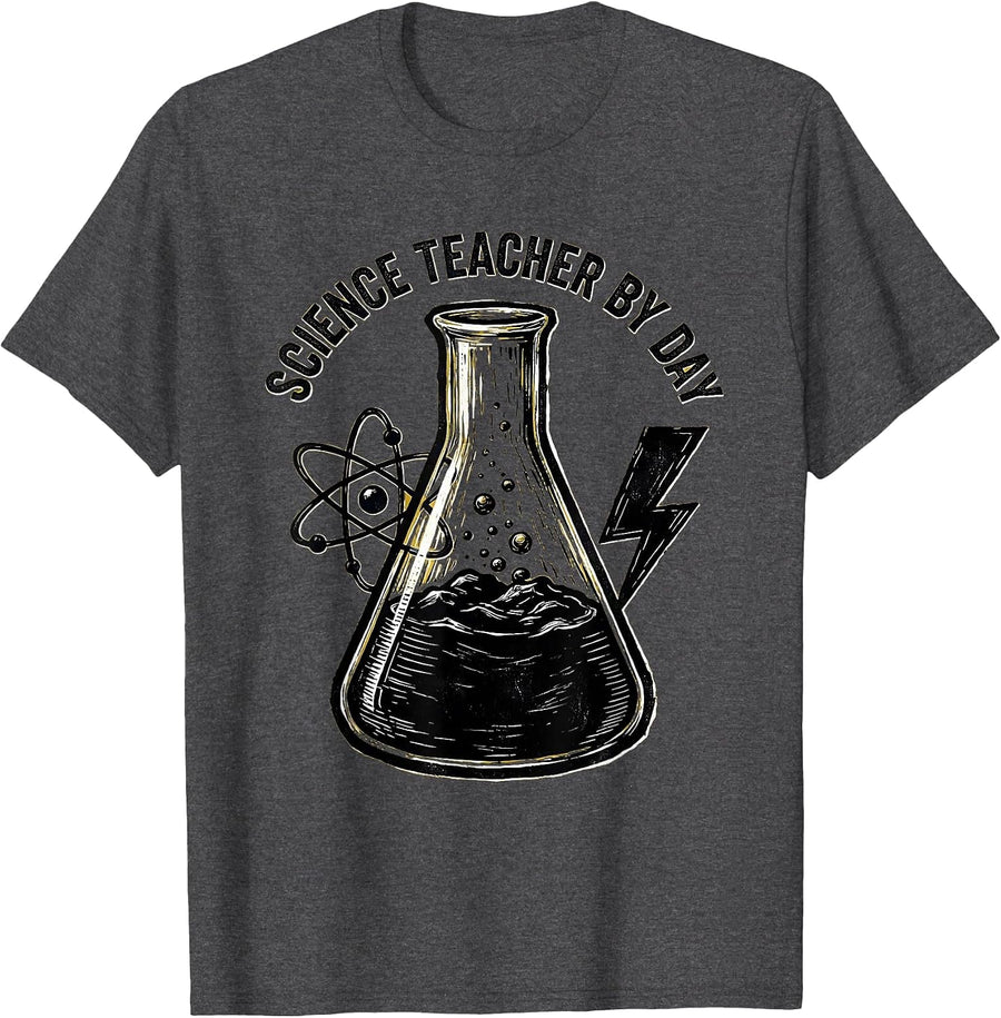 Men's Science Teacher By Day Back to School Design T-Shirt - Dark Heather Grey