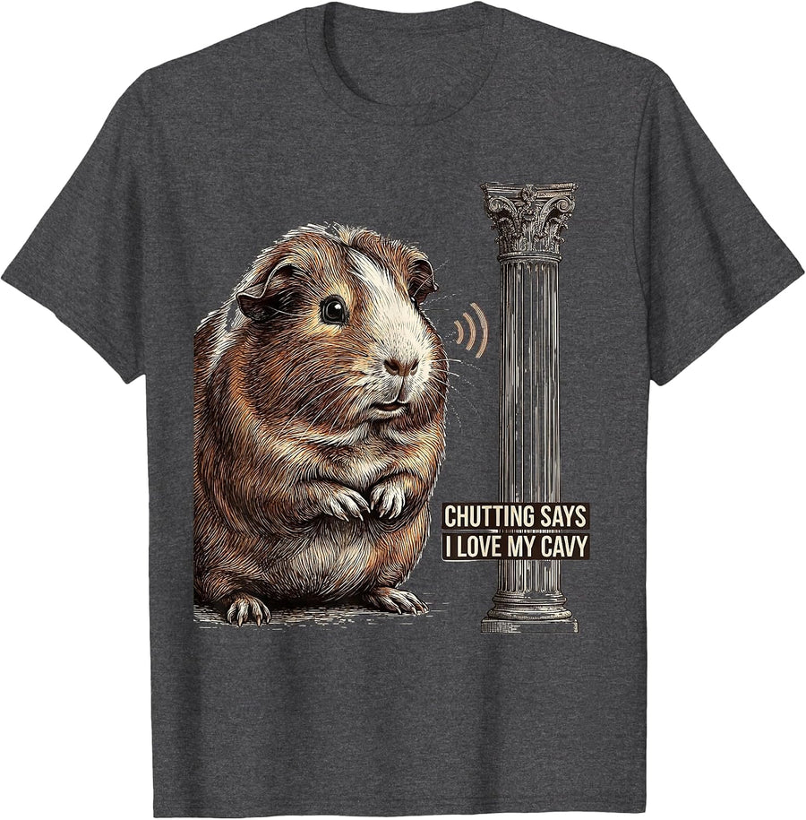 Men's Chutting Says I Love My Cavy Funny Guinea Pig Lover Humor T-Shirt - Dark Heather Grey