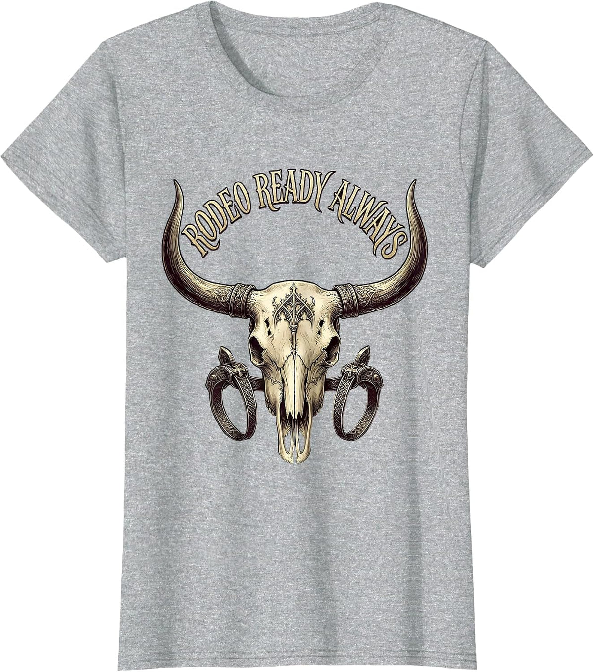 Rodeo Ready Always Western Cowboy Design T-Shirt - Heather Grey