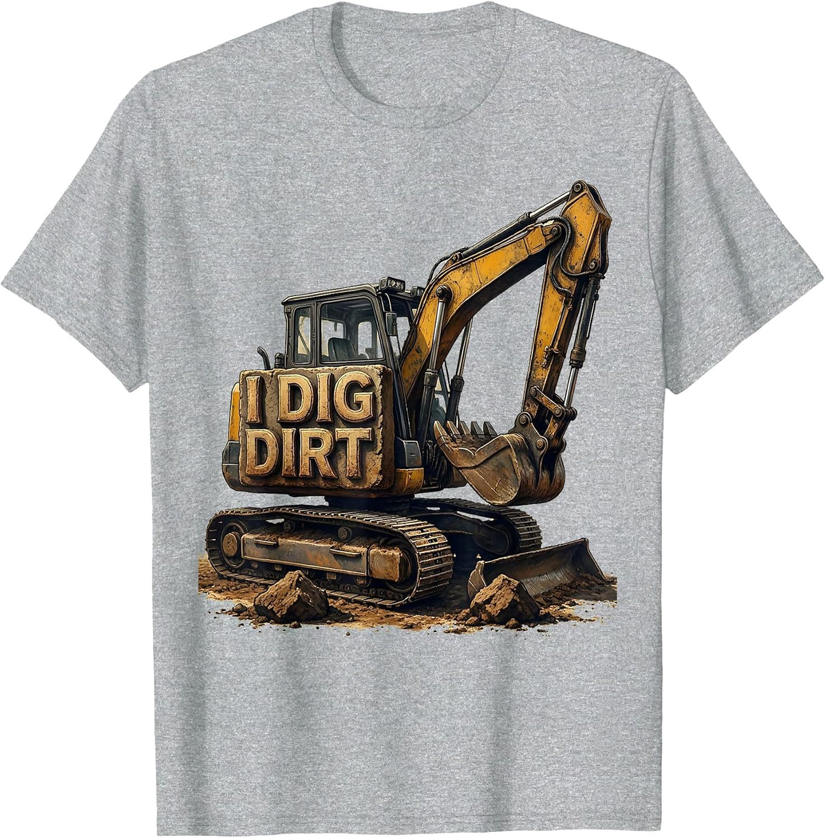 Men's I Dig Dirt Distressed Funny Excavator Construction Vehicle T-Shirt - Heather Grey