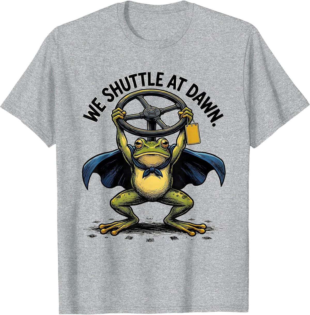 Men's We Shuttle At Dawn Funny Frog Bus Driver Back to School T-Shirt - Heather Grey