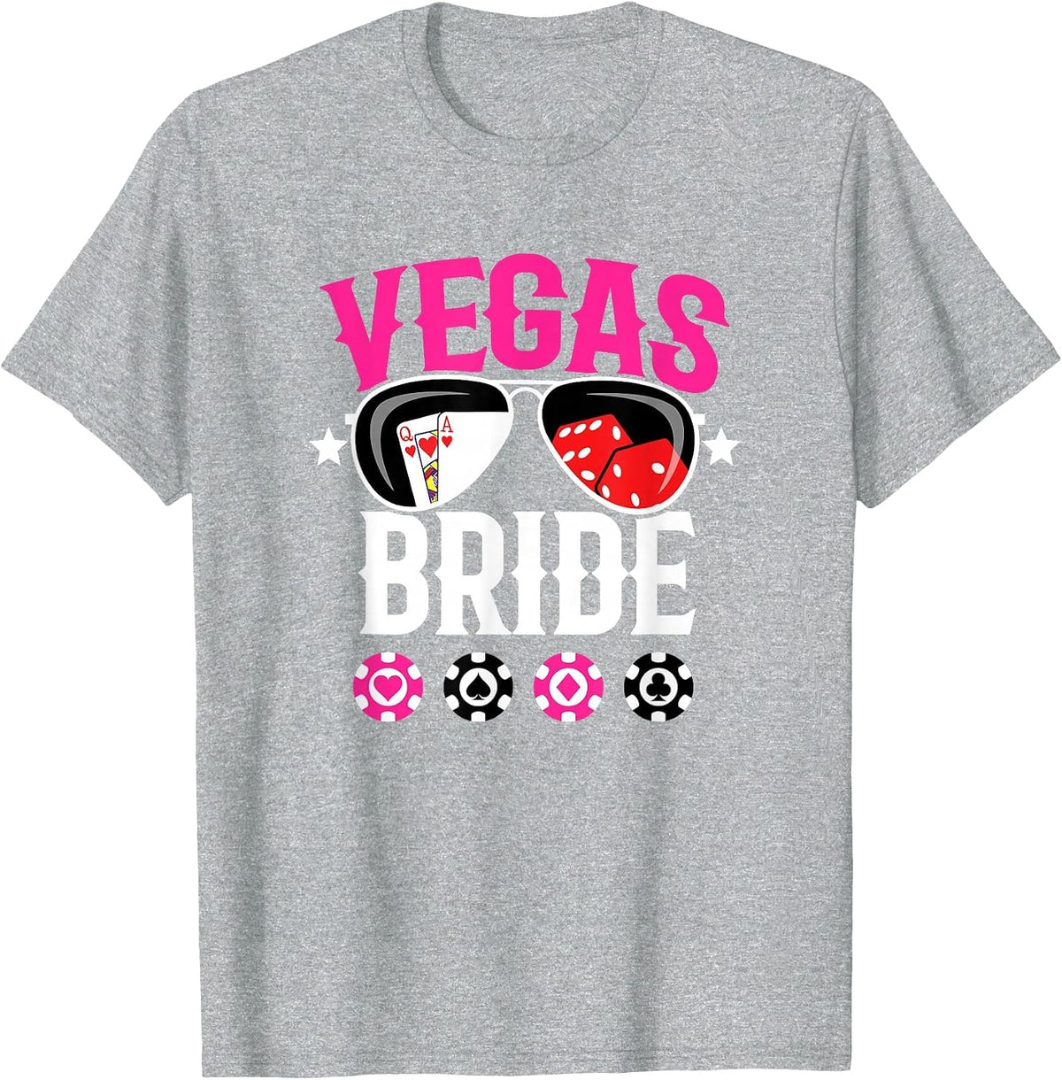 Vegas Wedding Bride - Married in Vegas - Bride Squad T-Shirt - Heather Grey