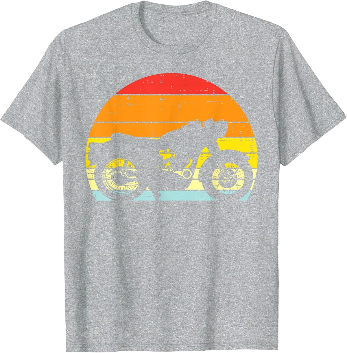 Biker Motorcycle Sunset Retro Motorbike Men Boys Kids Women T-Shirt - Heather Grey