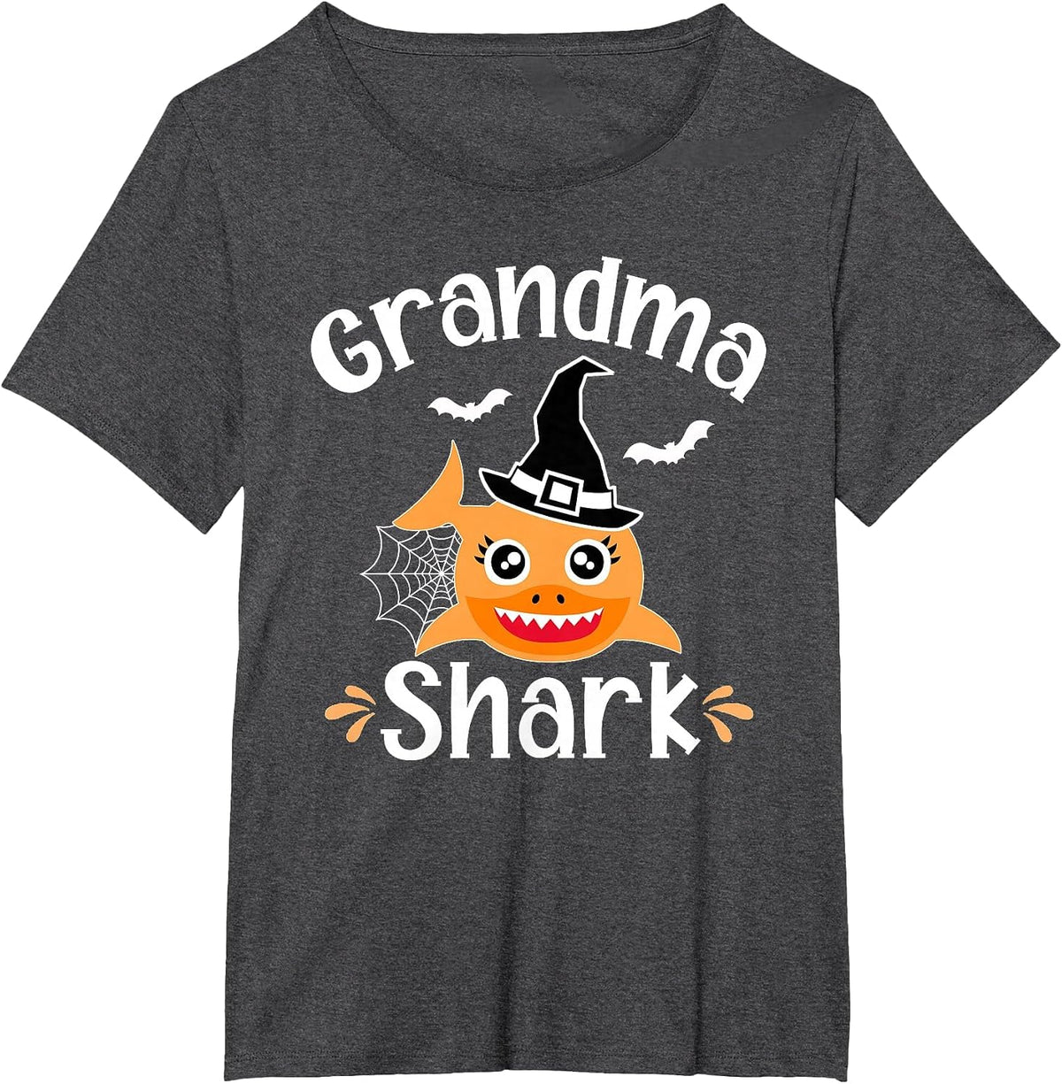 Grandma Shark Funny Halloween Grandmother T-Shirt - Dark Heather Grey