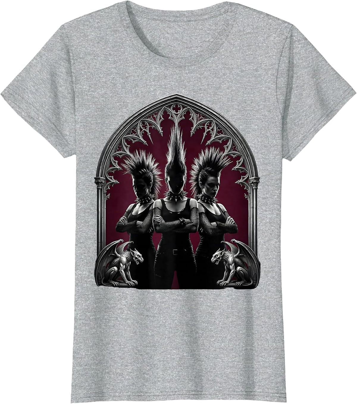 Punk Squad Crossed Arms Attitude Group Graphic T-Shirt - Heather Grey