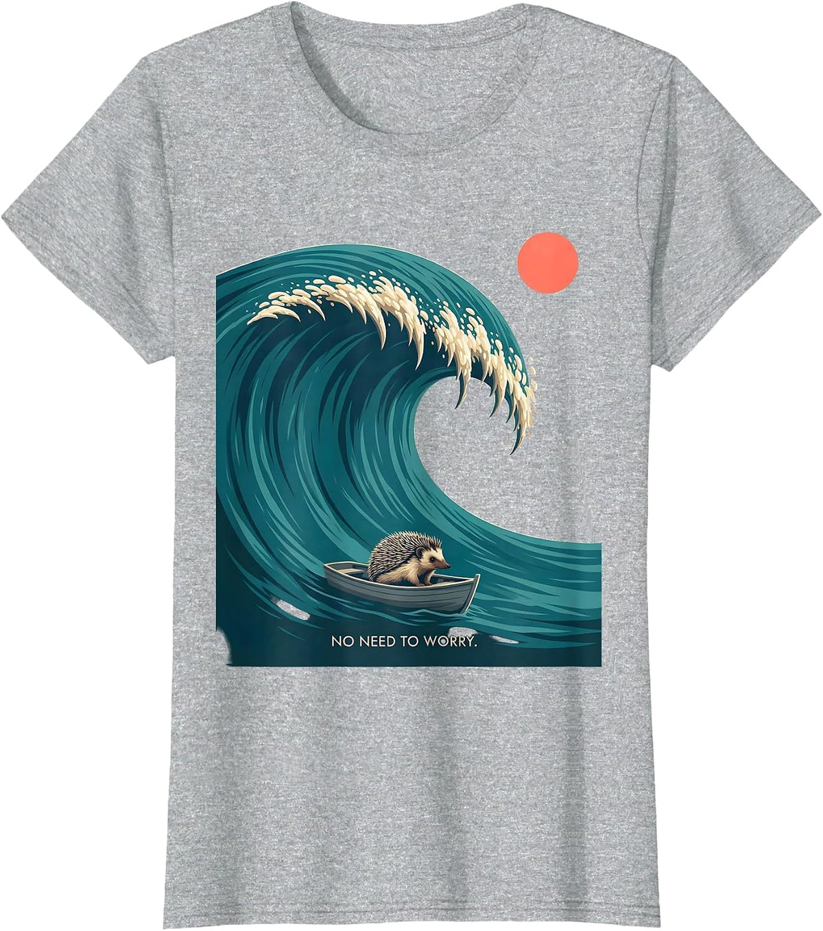 No Need To Worry Funny Japanese Art Animal Meme Graphic T-Shirt - Heather Grey