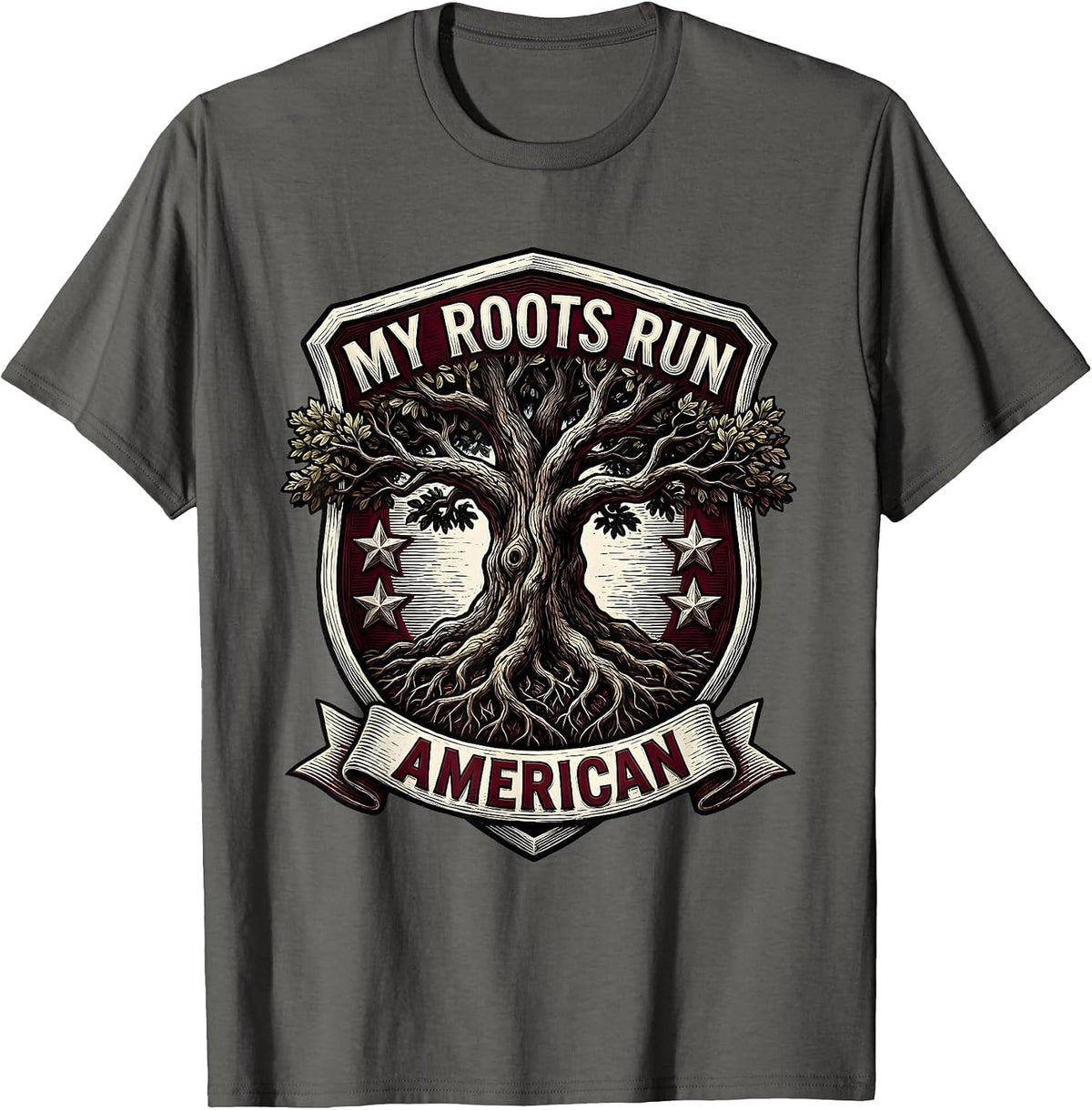 My Roots Run American Patriotic Design T-Shirt - Asphalt Grey
