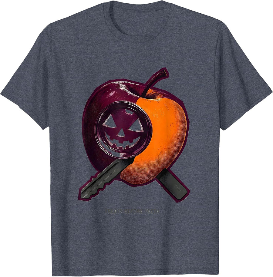 Treats Before Teeth Funny Dental Hygienist Halloween Costume T-Shirt - Heather Blue