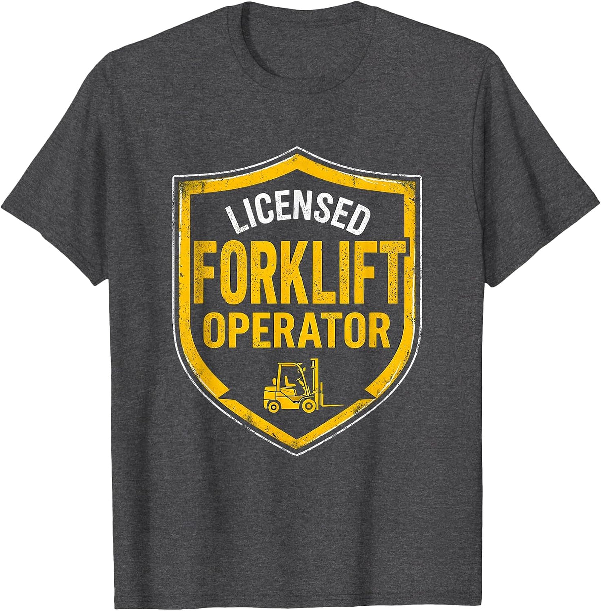 Licensed Forklift Operator Funny Construction Worker Heavy T-Shirt - Dark Heather Grey