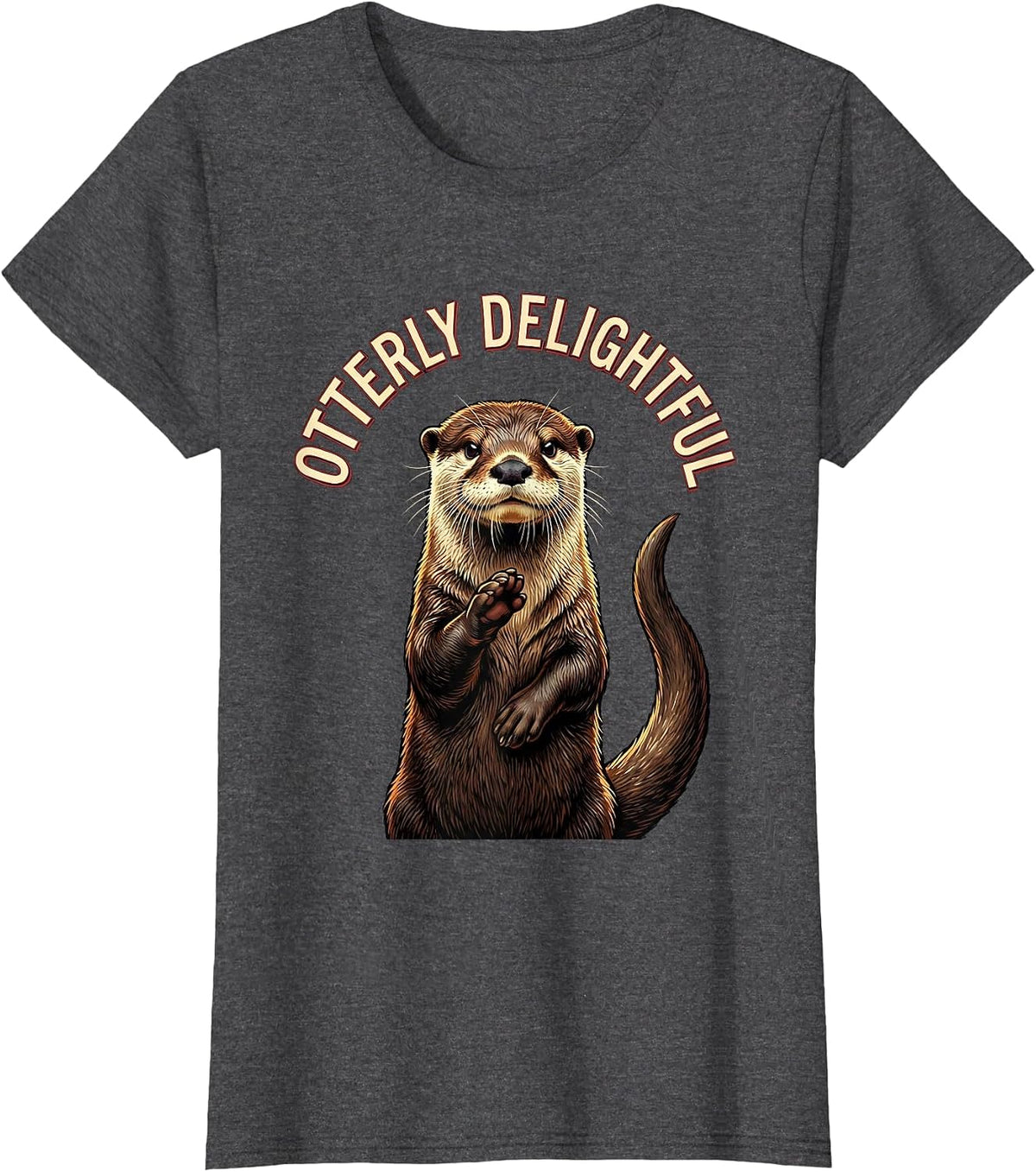 Women's Otterly Delightful Funny Otter Lover Gift For Kid Teen T-Shirt - Dark Heather Grey