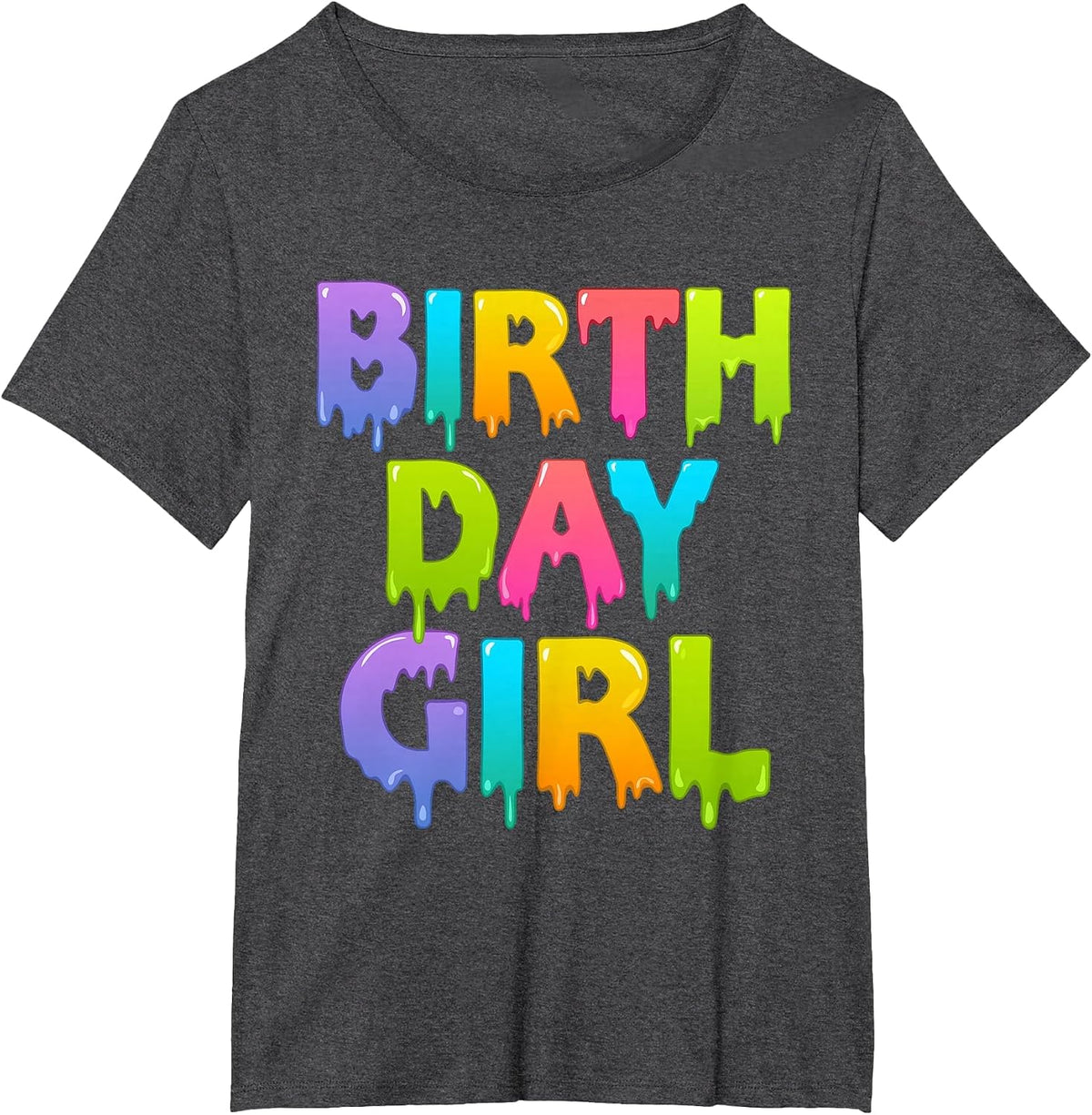 Happy Birthday Girl Cute Slime Party Squad for Kids Toddler T-Shirt - Dark Heather Grey
