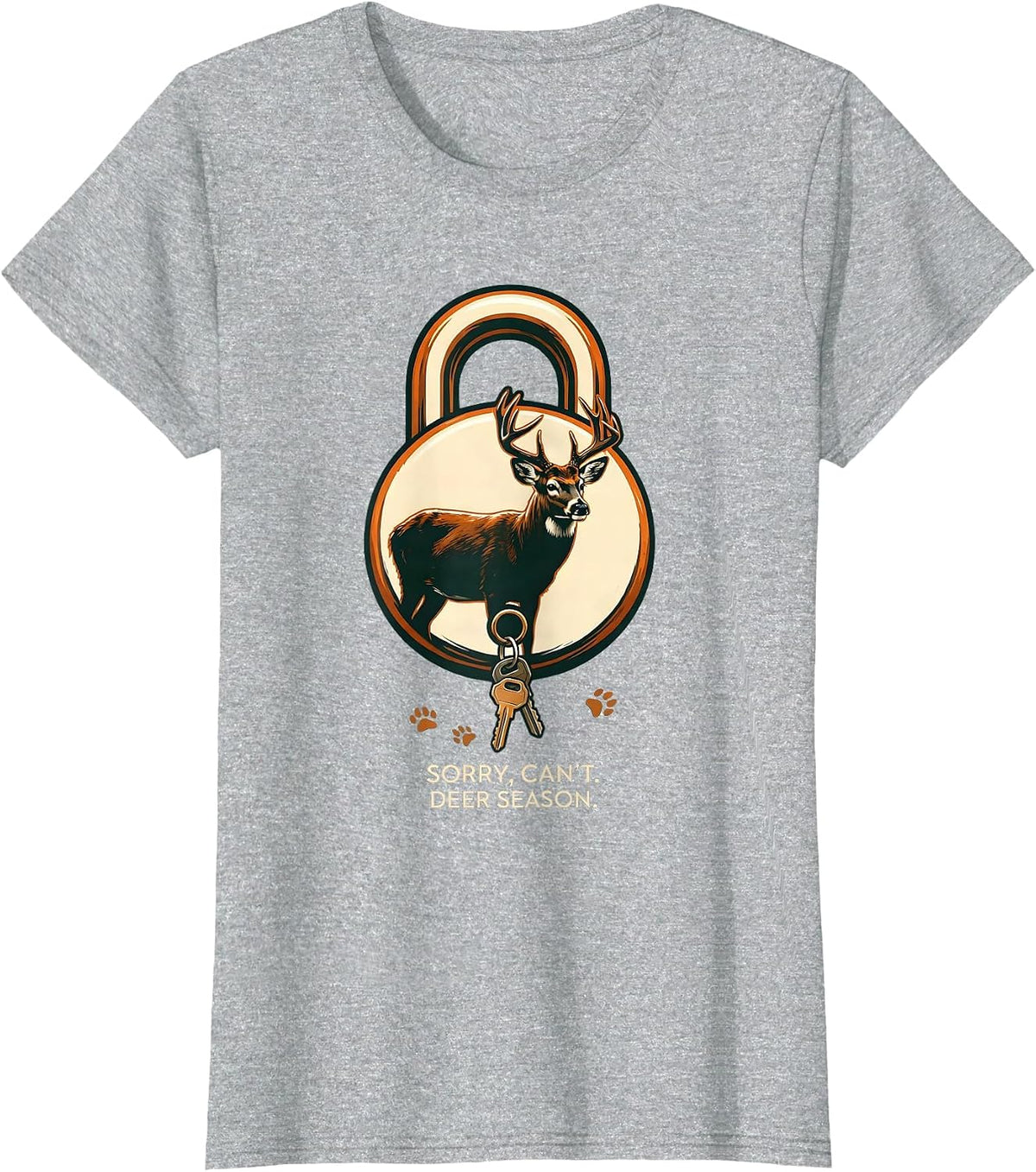 Sorry Can't Deer Season Funny Hunter Dad Gift T-Shirt - Heather Grey