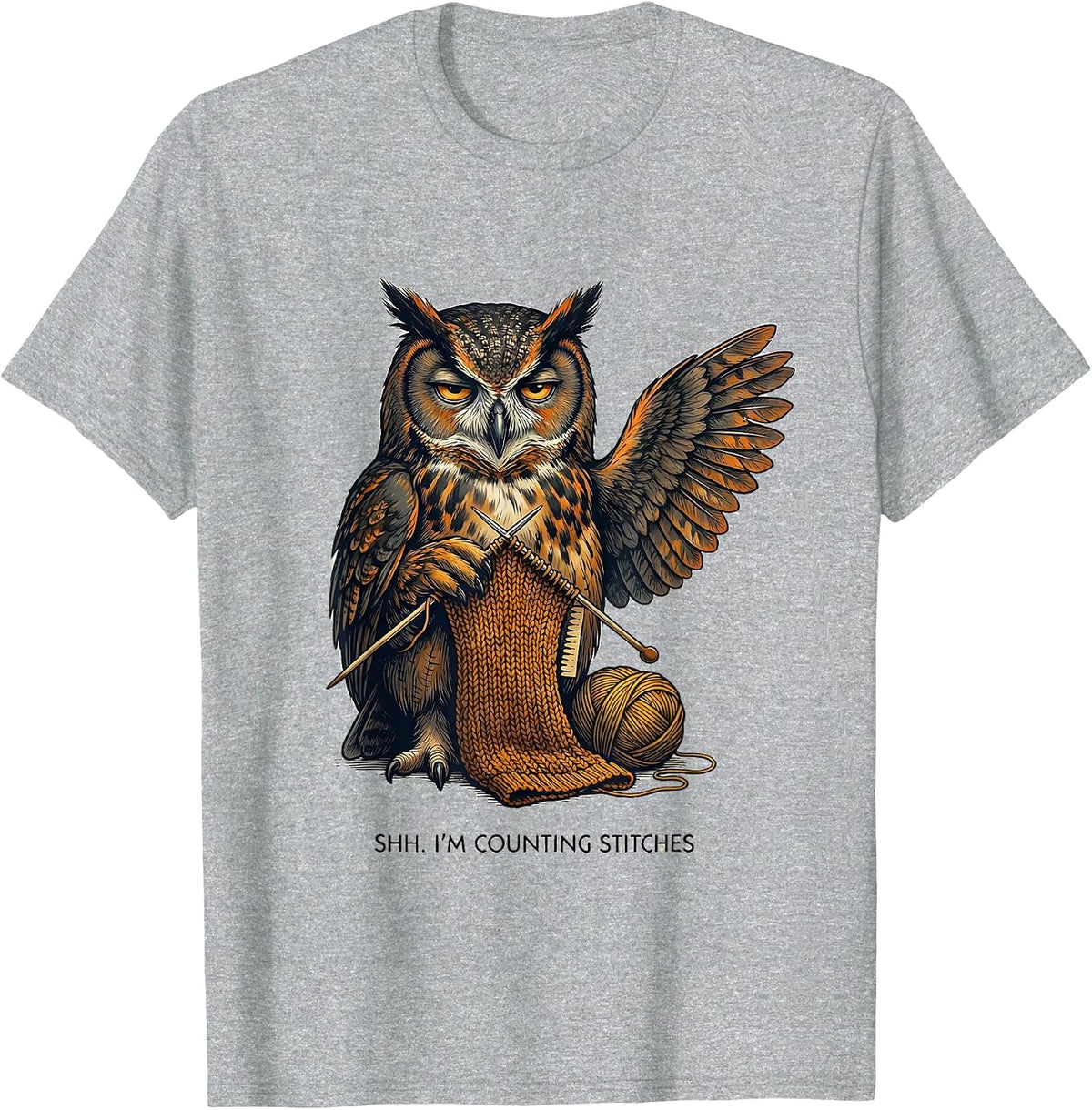Men's Shh I'm Counting Stitches Funny Knitting Crafter Humor T-Shirt - Heather Grey
