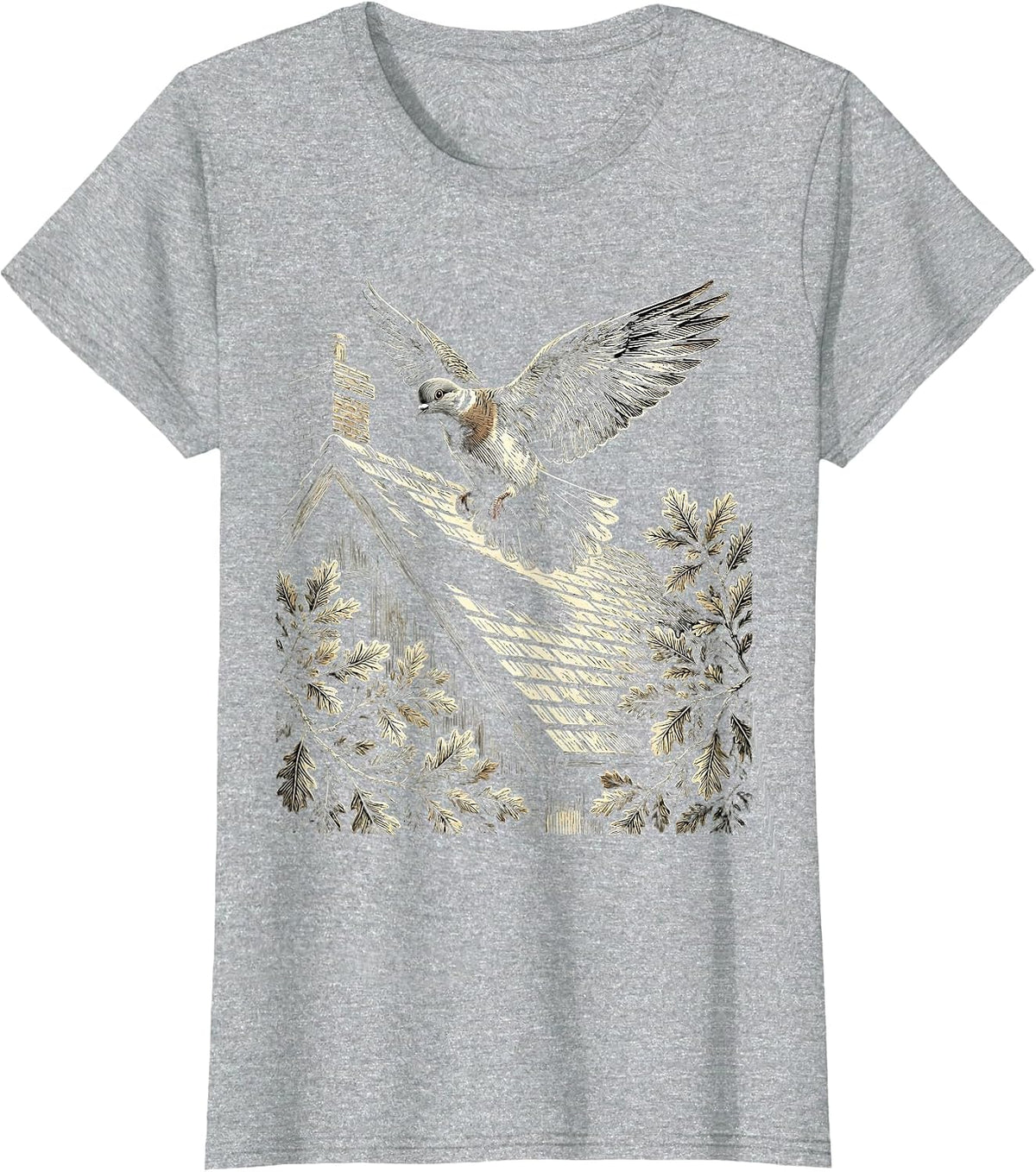 Altruismo House Dove Landing on Cottage Rooftop T-Shirt - Heather Grey