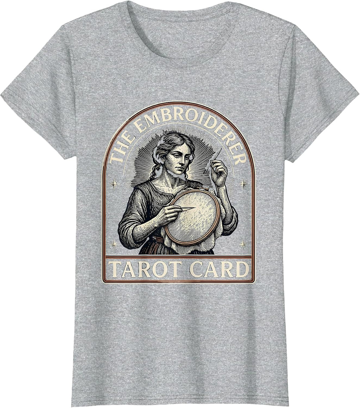 The Embroiderer Tarot Card Funny Embroidery Hobby Gift T-Shirt - Heather Grey