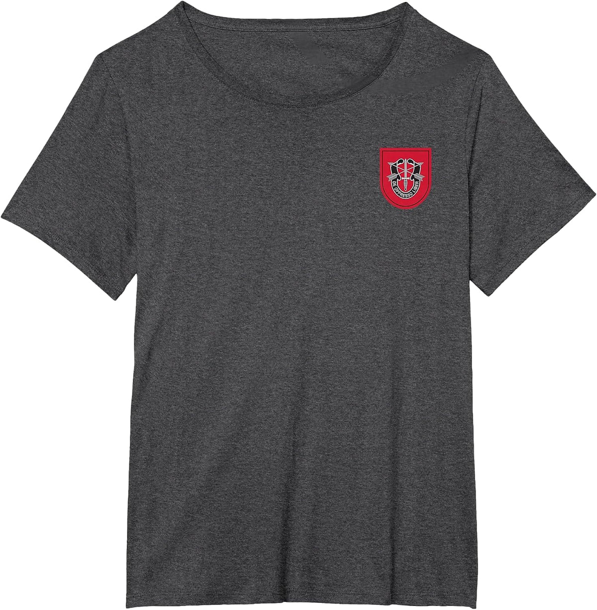 US Army 7th Special Forces Group Beret Flash and Crest T-Shirt - Dark Heather Grey