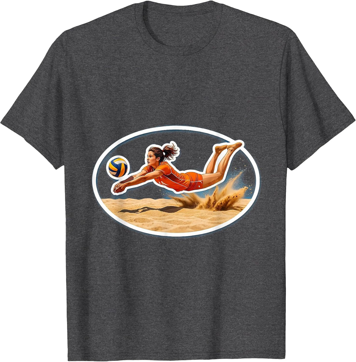 Beach Volleyball Libero Diving Save Graphic T-Shirt - Dark Heather Grey