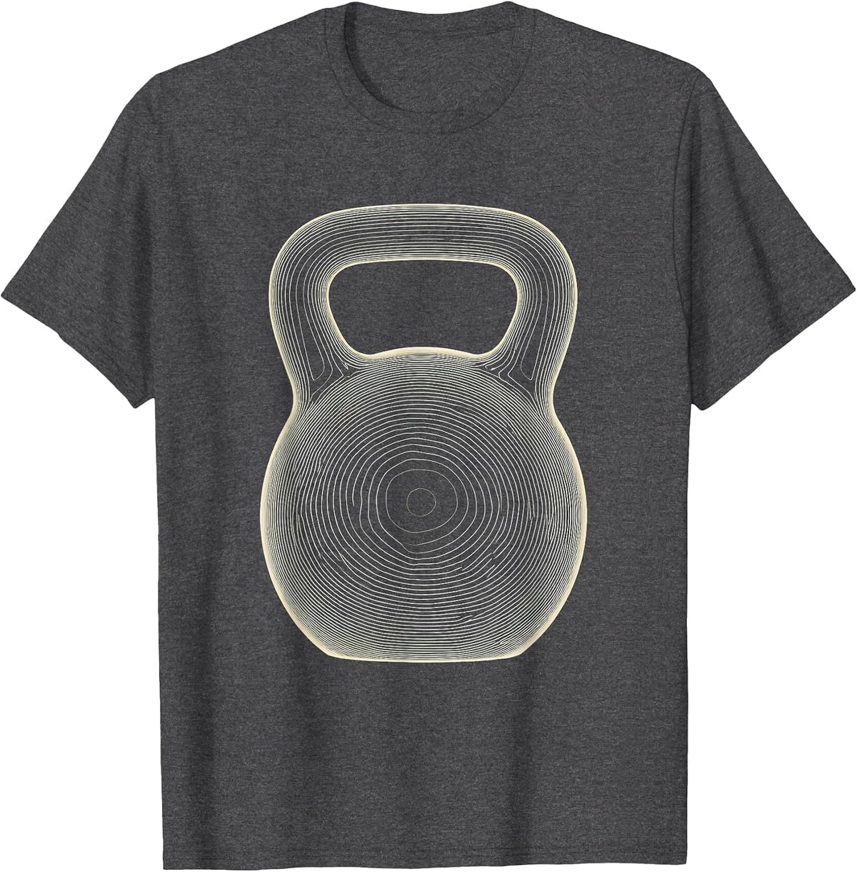 Topographic Kettlebell Gym Workout Humor Weightlifting T-Shirt - Dark Heather Grey