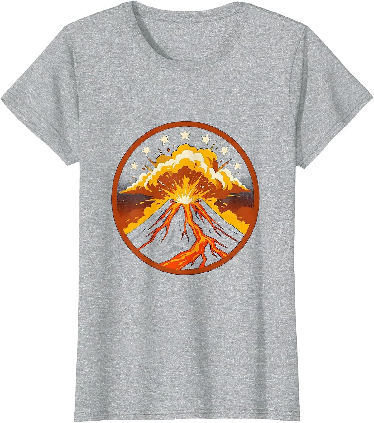 Women's Mexican Volcano Night Sky Eruption Graphic T-Shirt - Heather Grey